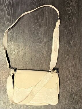 ASOS Cream Croc-Embossed Crossbody Bag